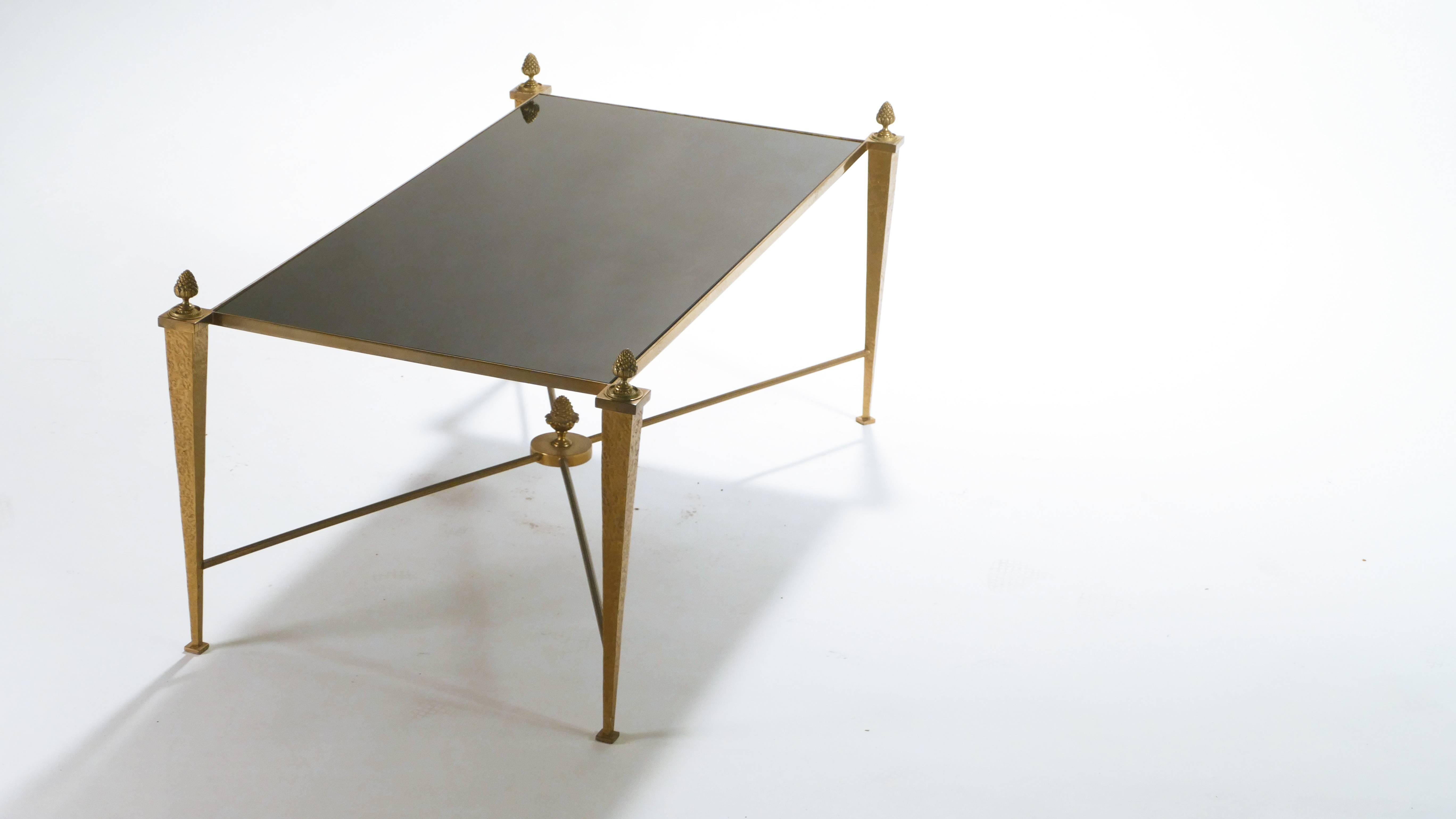 Gold Plate French Maison Ramsay Gold Gilt and Opaline Coffee Table, 1960s