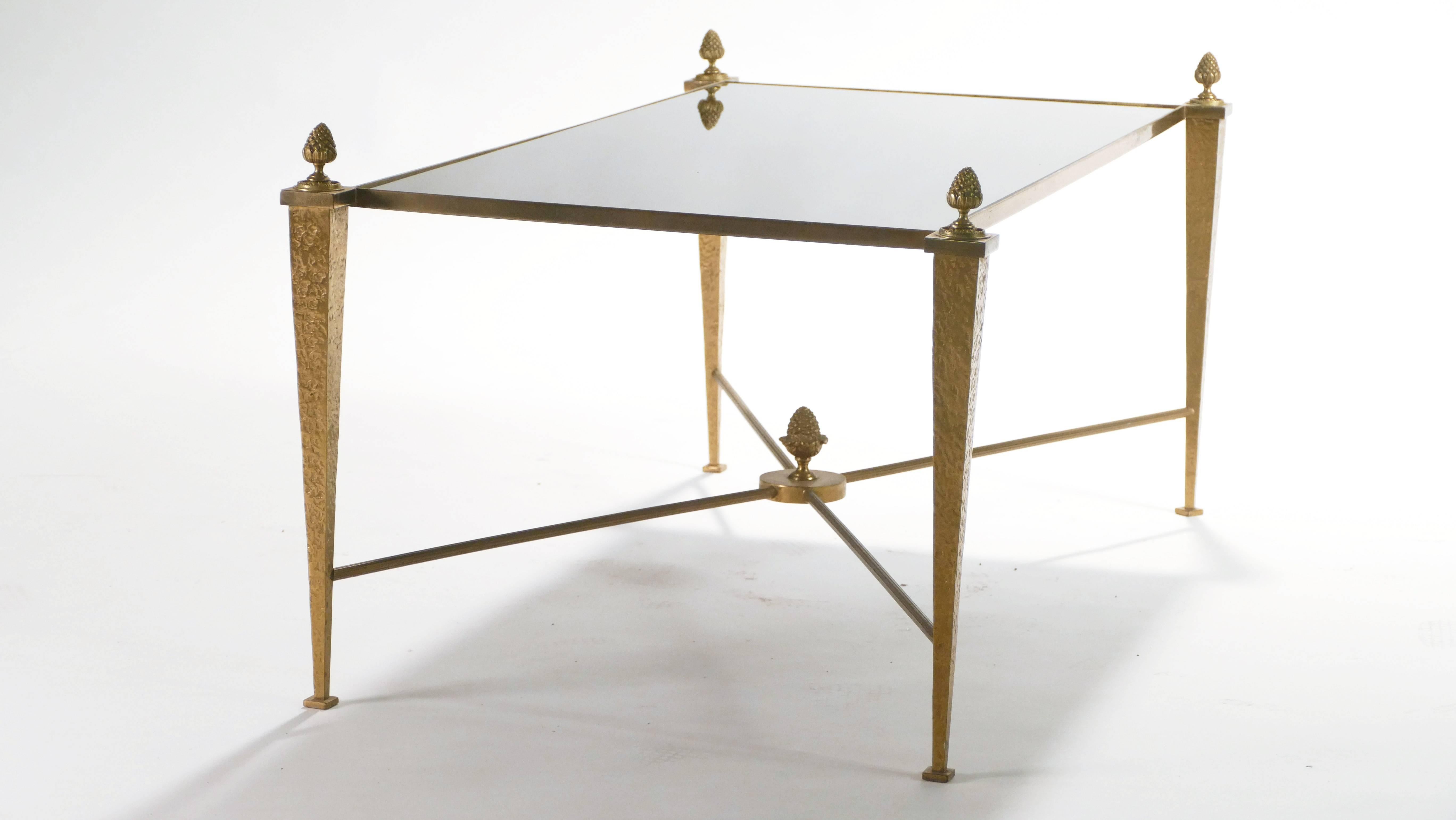 French Maison Ramsay Gold Gilt and Opaline Coffee Table, 1960s 1