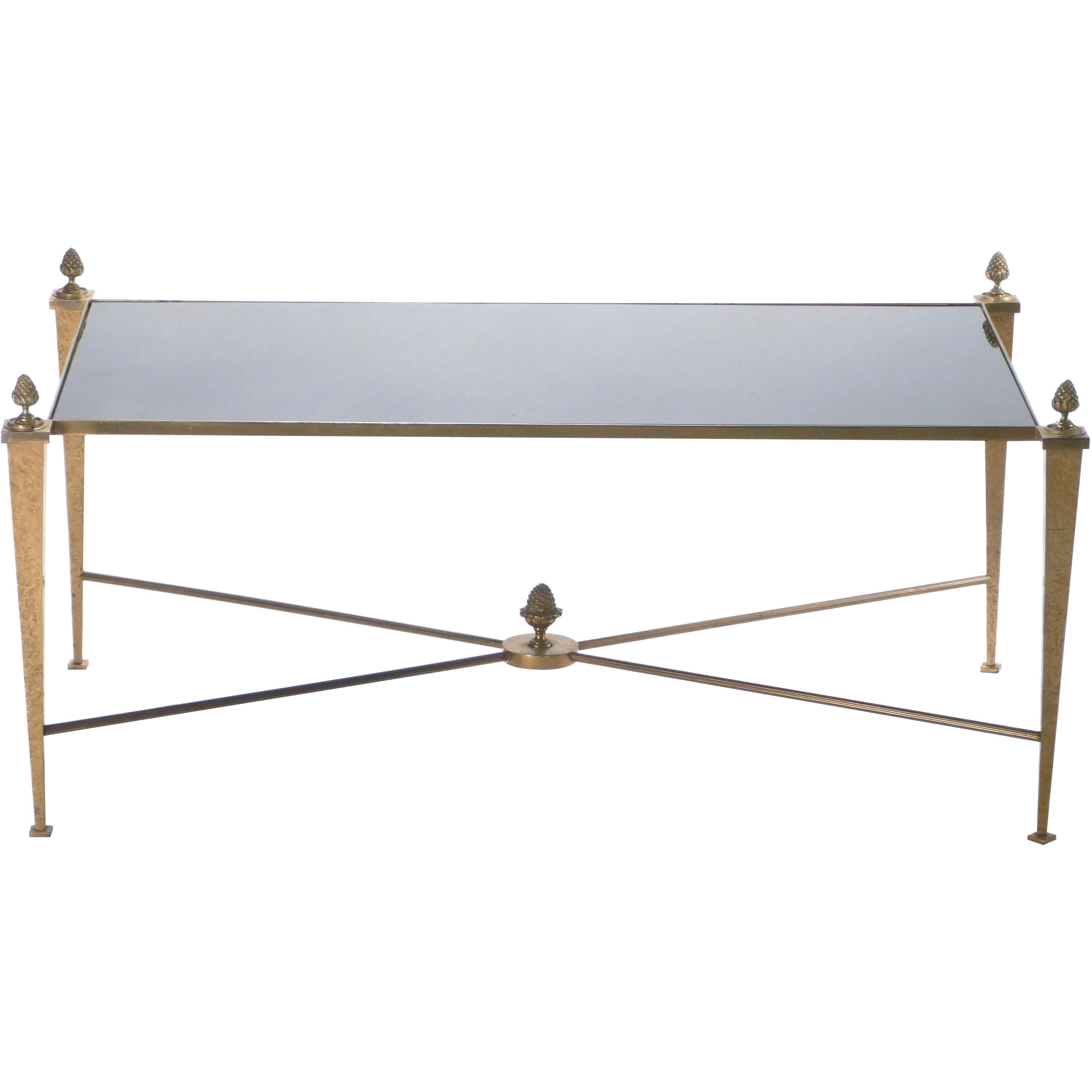 French Maison Ramsay Gold Gilt and Opaline Coffee Table, 1960s