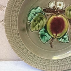 French Majolica Apple Plate Luneville, circa 1880