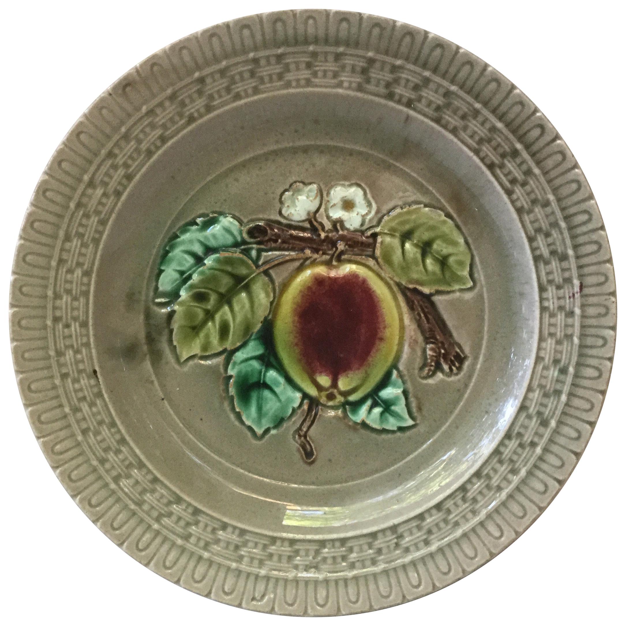 French Majolica Apple Plate Luneville, circa 1880