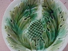 French Majolica Artichoke Plate, Circa 1890