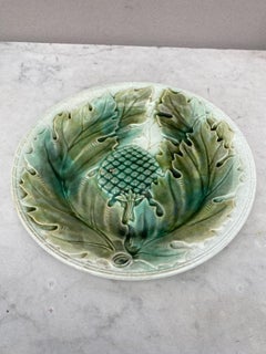 French Majolica Artichoke Plate, circa 1890