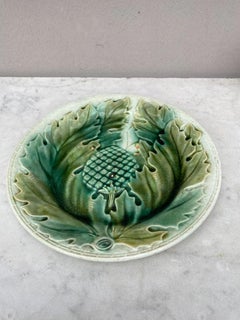 French Majolica Artichoke Plate, circa 1890