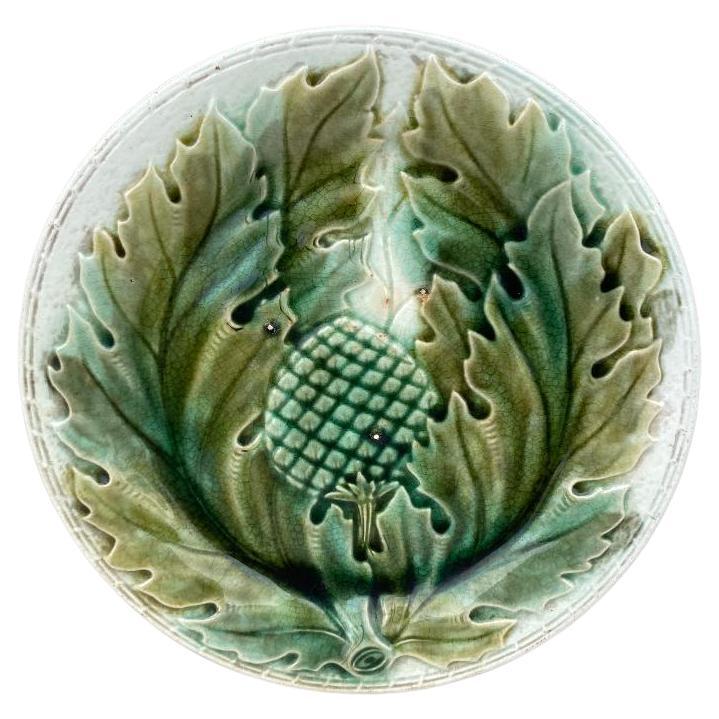 French majolica artichoke plate circa 1890.