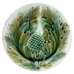 French Majolica Artichoke Plate, Circa 1890