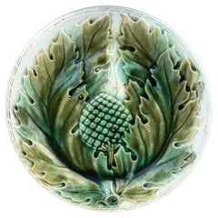 French Majolica Artichoke Plate, Circa 1890