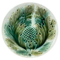 French Majolica Artichoke Plate, circa 1890