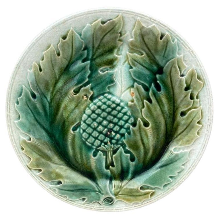 French Majolica Artichoke Plate, circa 1890 For Sale at 1stDibs