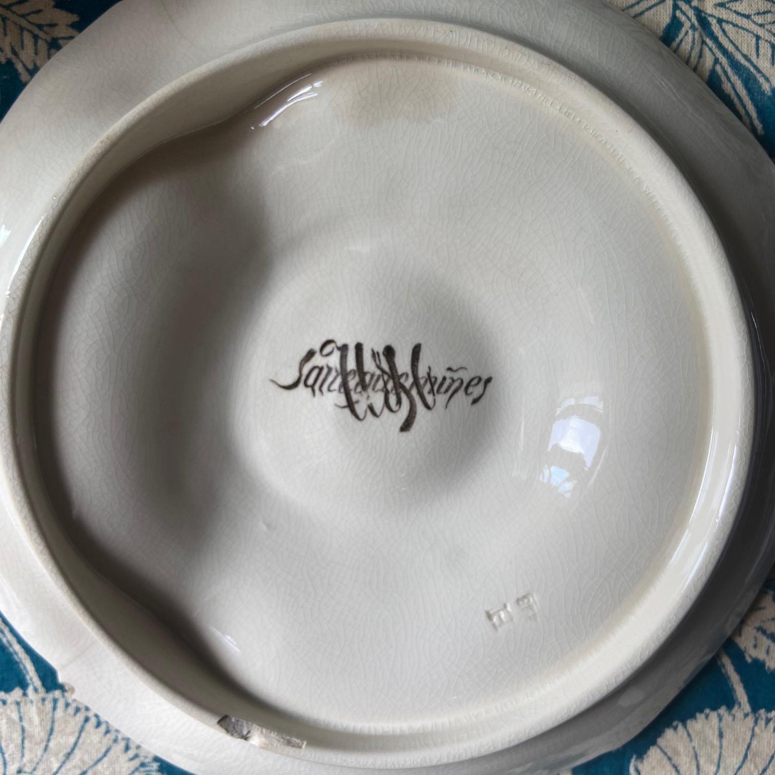 French Majolica Artichoke Plate Sarreguemines, circa 1900 (Frühes 20. Jahrhundert) im Angebot