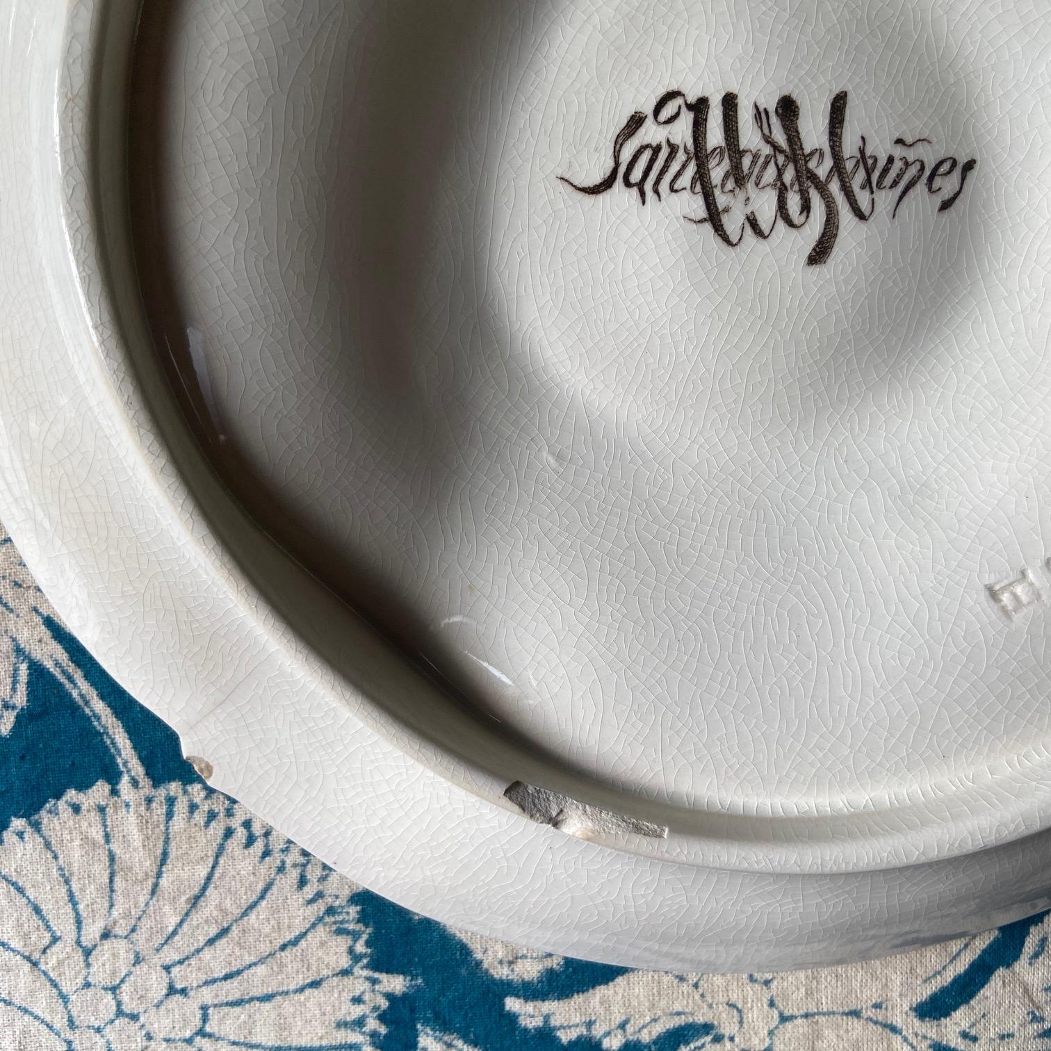French Majolica Artichoke Plate Sarreguemines, circa 1900 (Keramik) im Angebot