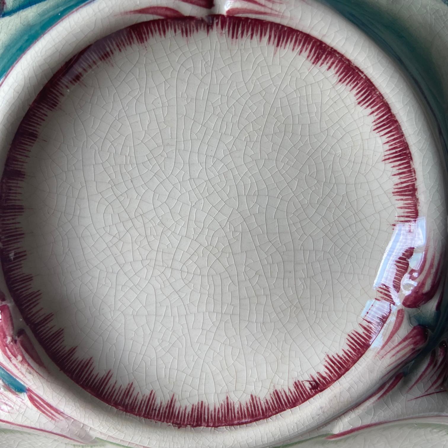 French Majolica Artichoke Plate Sarreguemines, circa 1900 For Sale 1