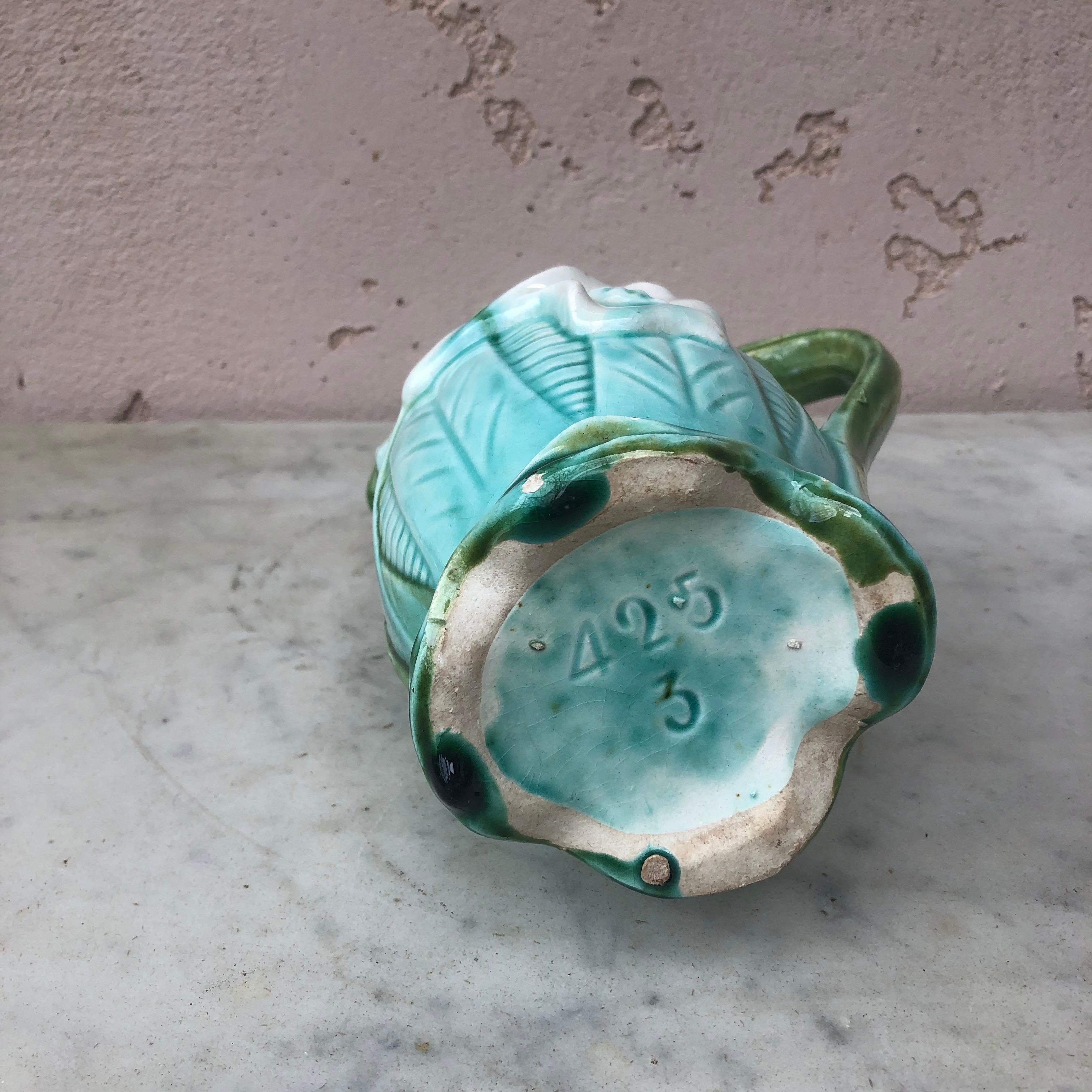 French Majolica Arum Pitcher, circa 1890 1