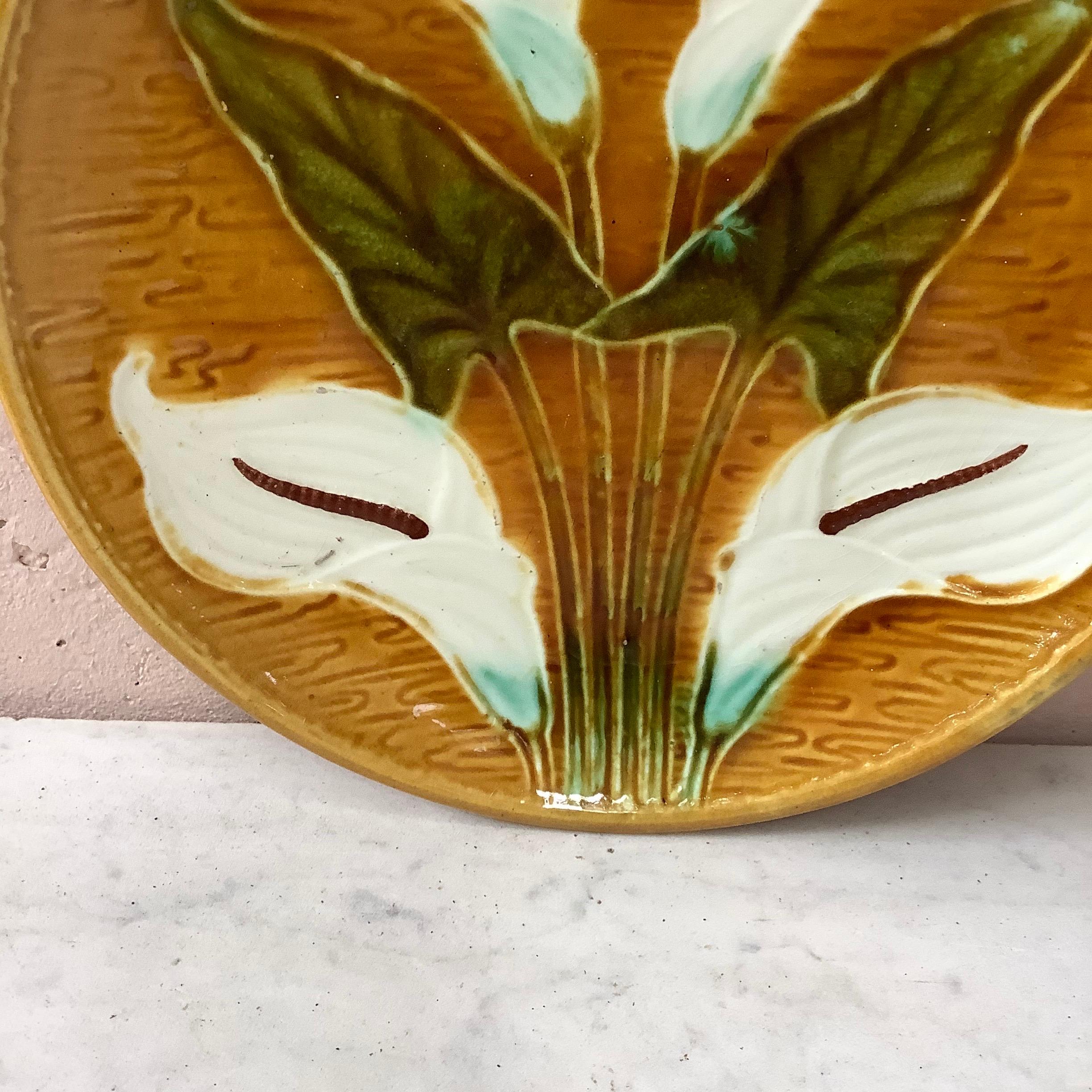 Art Nouveau French Majolica Arum Plate, circa 1900