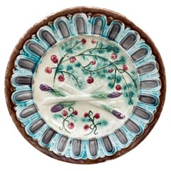 French Majolica Asparagus Onnaing Plate, circa 1890