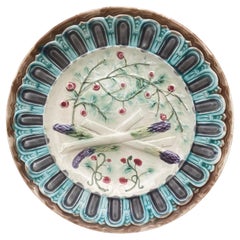 French Majolica Asparagus Onnaing Plate, circa 1890