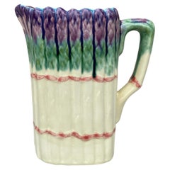 Vintage French Majolica Asparagus Pitcher Circa 1930