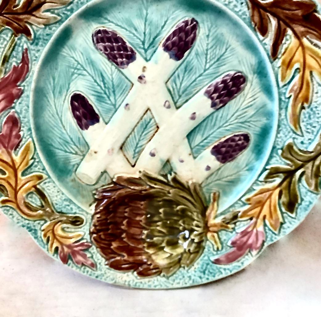 French Majolica Asparagus Plate, Choisy-Le-Roi 3