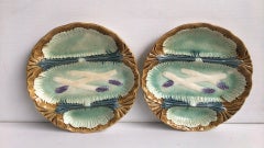 French Majolica Asparagus Plate, circa 1890