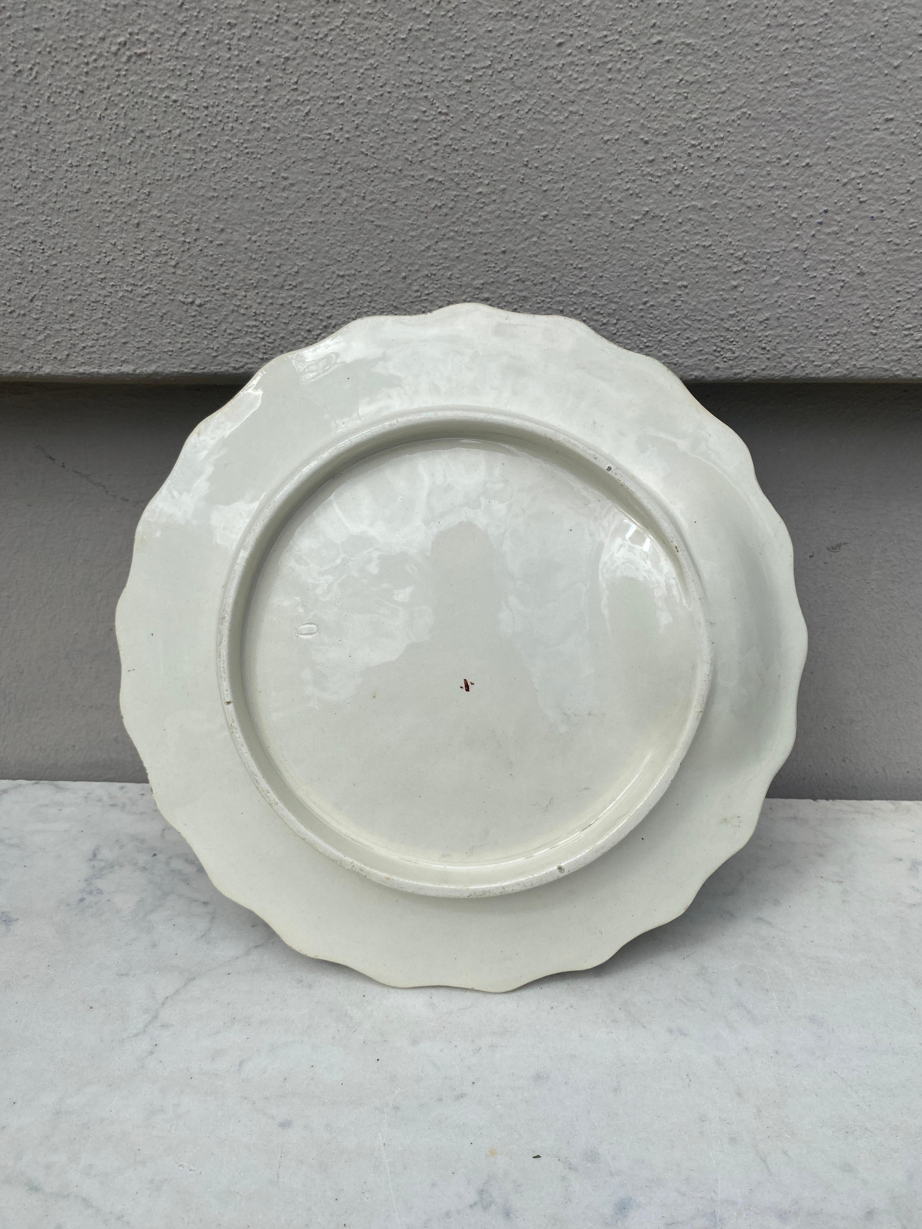 Plato de espárragos de mayólica francesa, hacia 1890 Francés en venta
