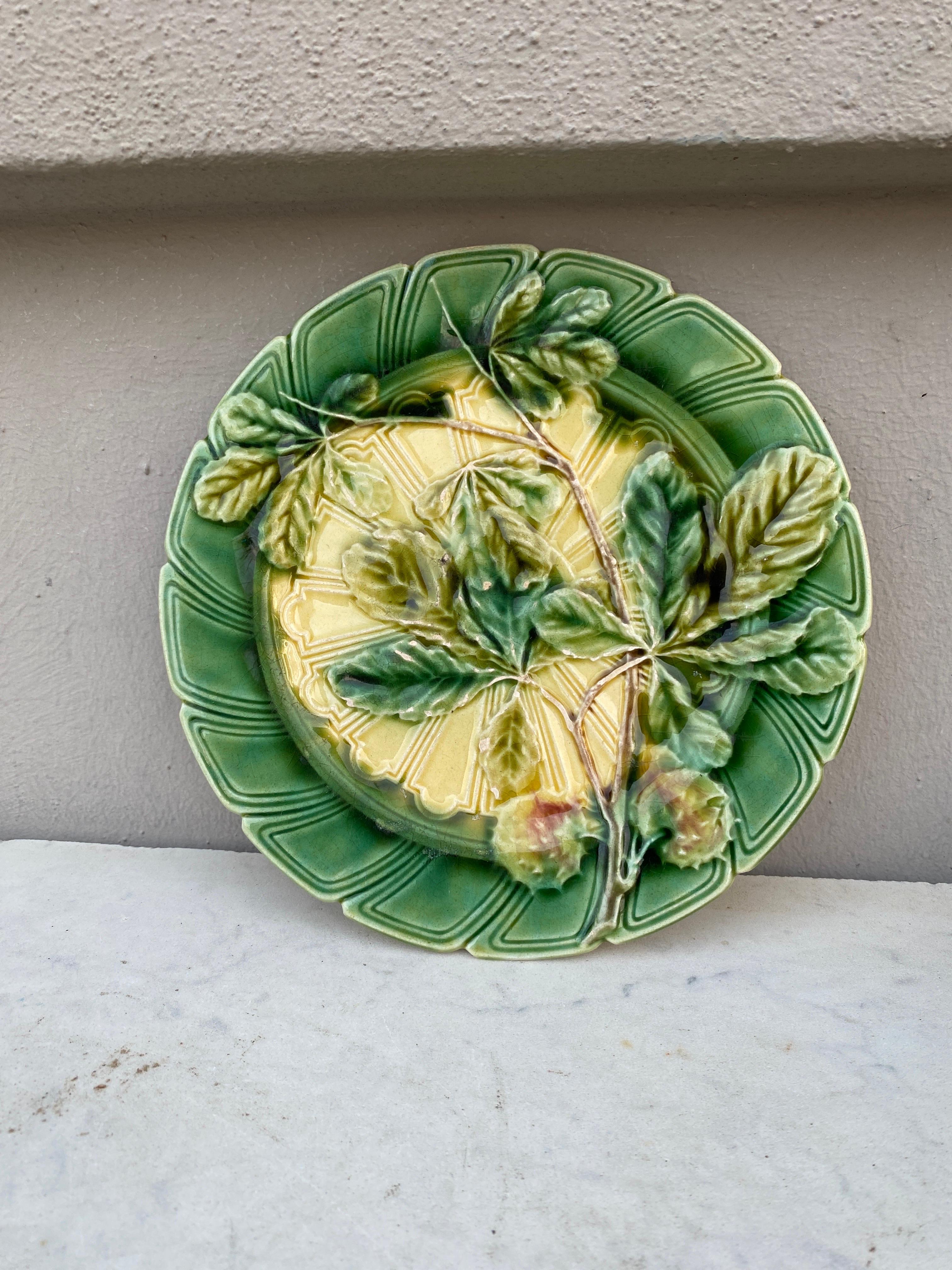 Ceramic French Majolica Asparagus Plate, circa 1890 For Sale