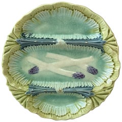 French Majolica Asparagus Plate, circa 1890