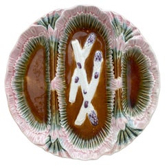 French Majolica Asparagus Plate, circa 1890
