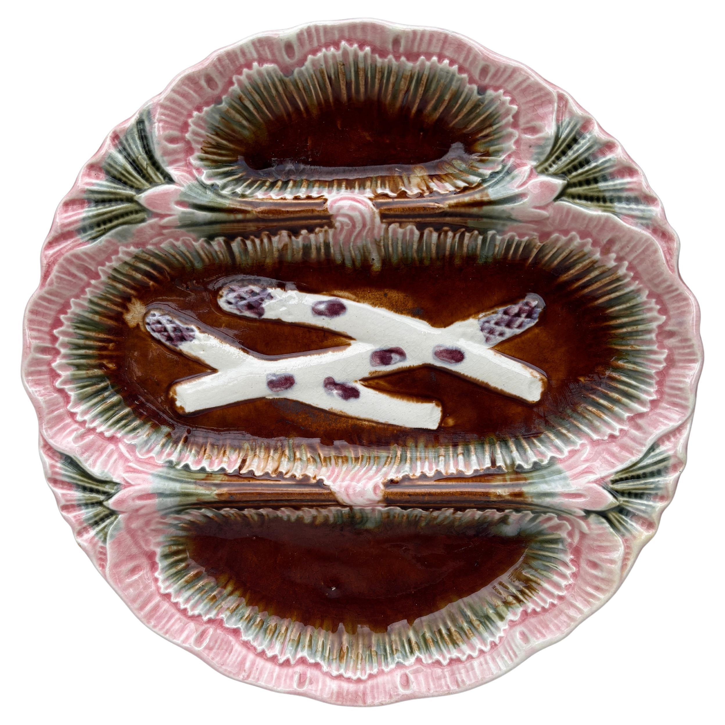 French Majolica Asparagus Plate, circa 1890