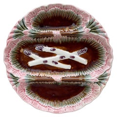 Französische Majolika-Spargelteller, um 1890