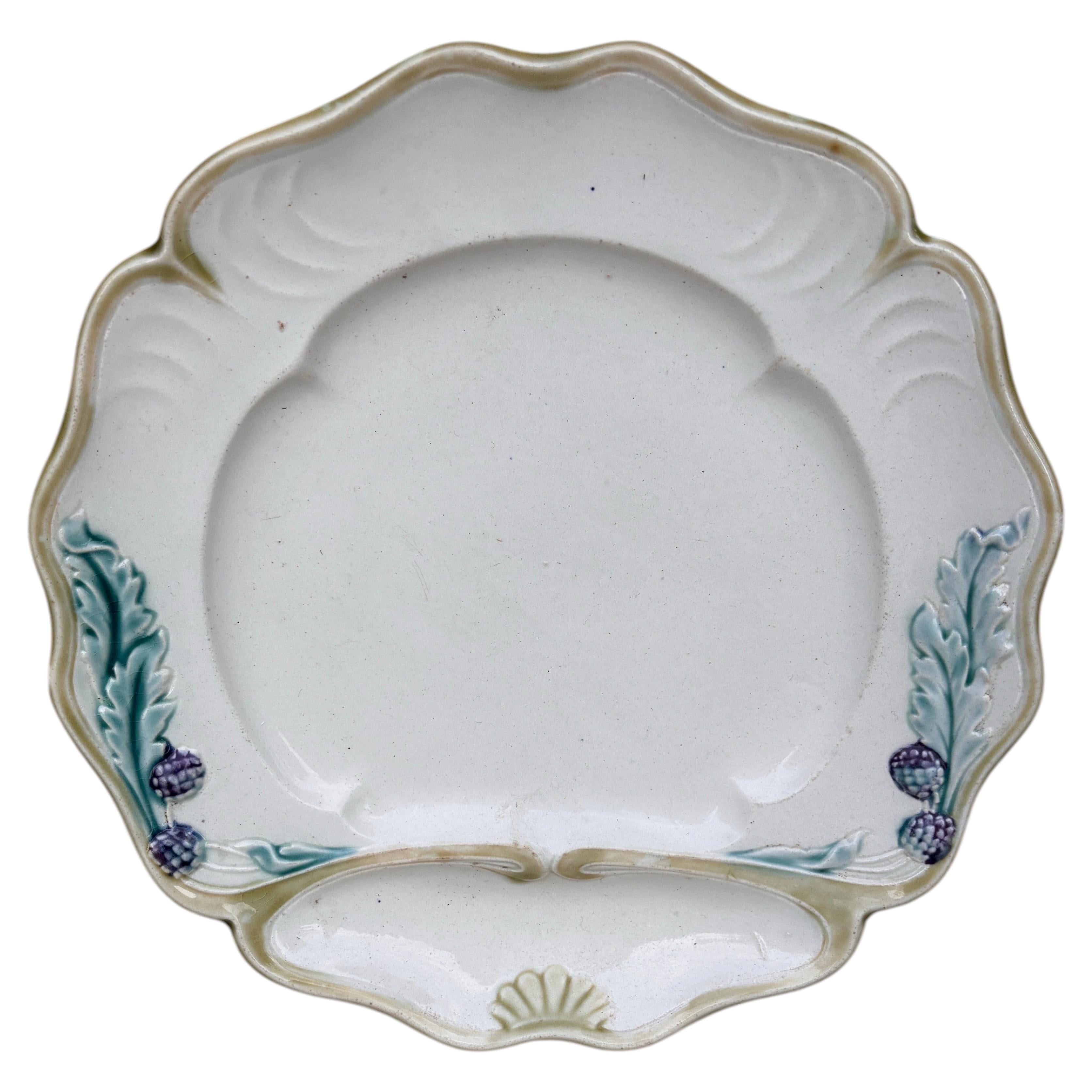 French Majolica Asparagus Plate, circa 1890 For Sale