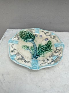 French Majolica Asparagus Plate Fives Lille, circa 1890