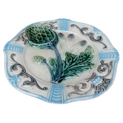French Majolica Asparagus Plate Fives Lille, circa 1890