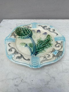 French Majolica Asparagus Plate Fives Lille, circa 1890