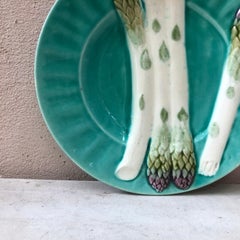 French Majolica Asparagus Plate Keller & Guerin Luneville, circa 1890
