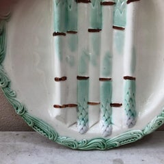 French Majolica Asparagus Plate Longchamp, circa 1890