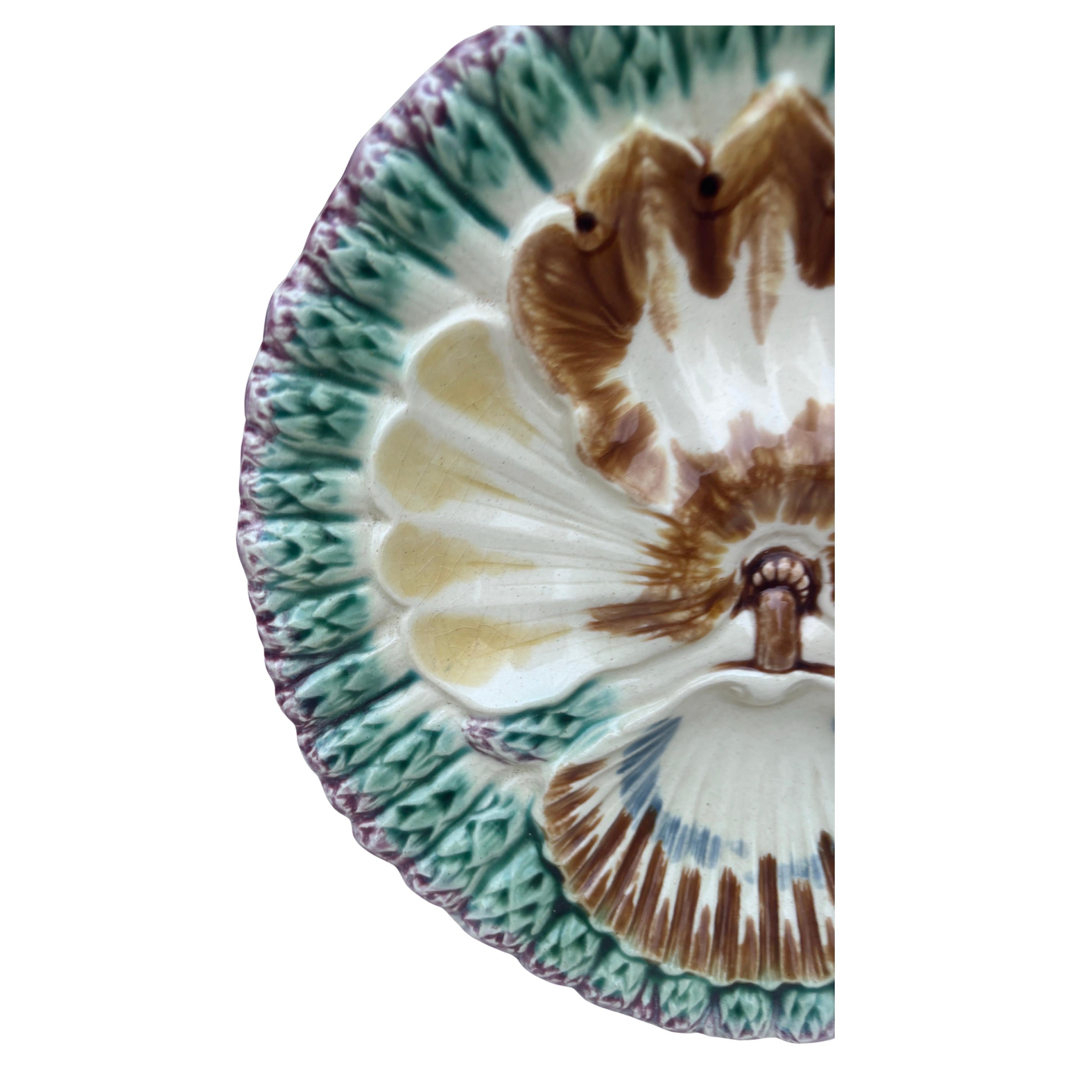 Country French Majolica Asparagus Plate Longchamp, circa 1890 in vendita