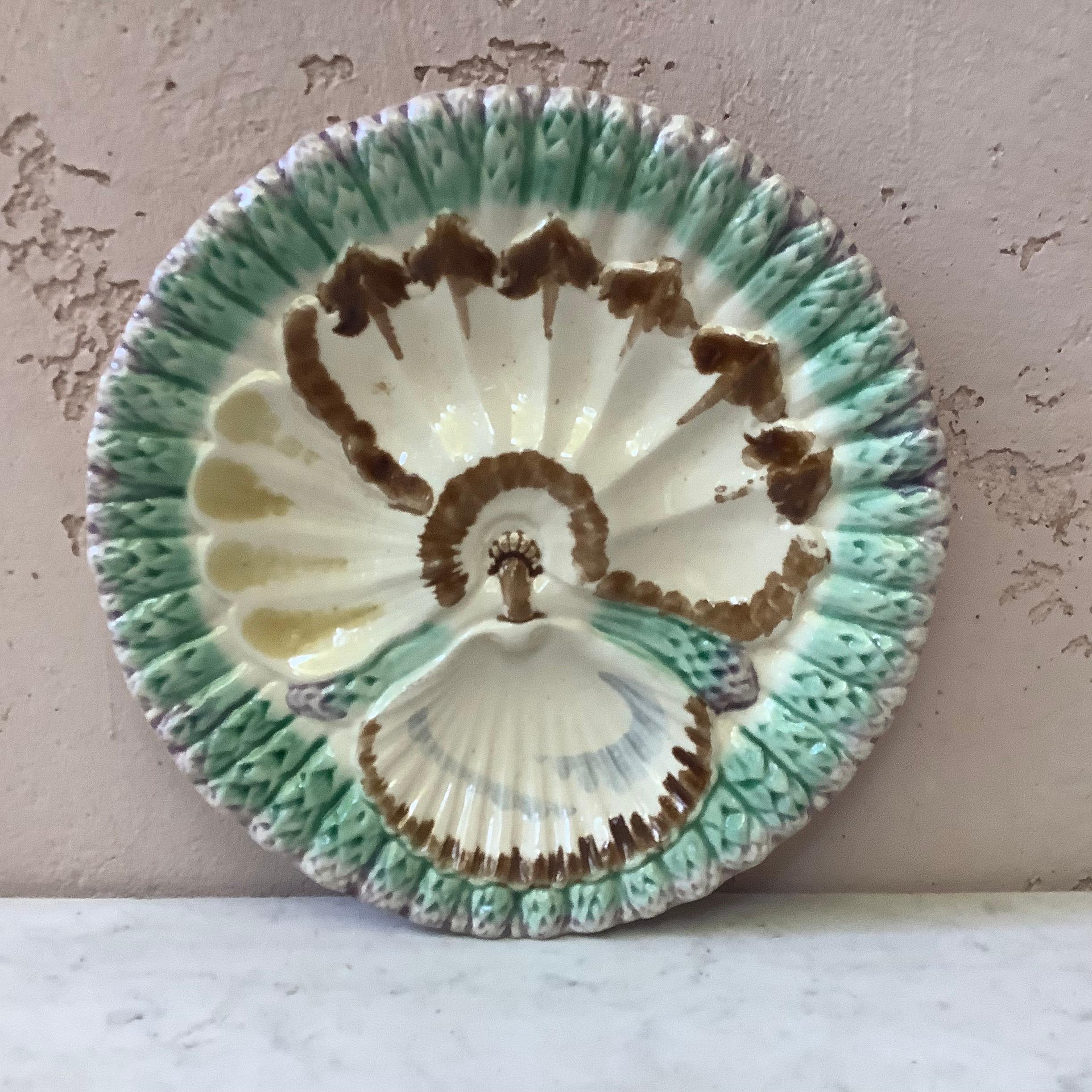 Late 19th Century French Majolica Asparagus Plate Longchamp, circa 1890 For Sale