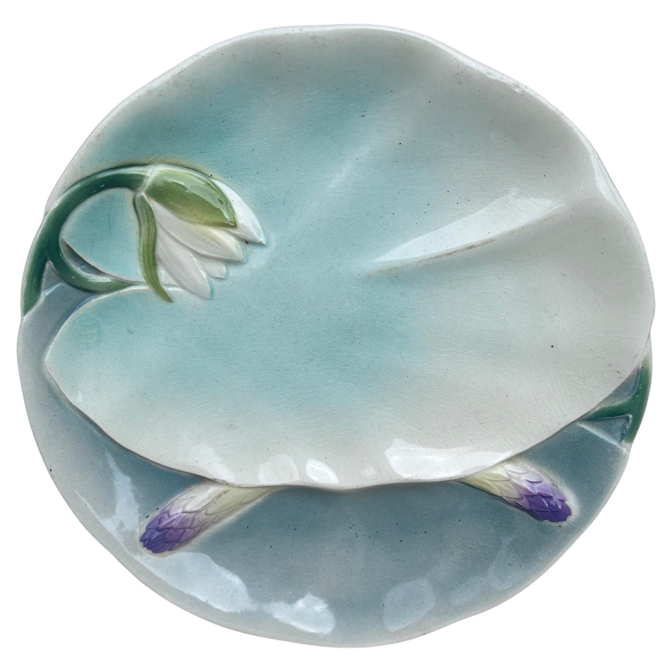 Französische Majolika Spargelteller Luneville Keller & Guerin, um 1890 (Keramik) im Angebot