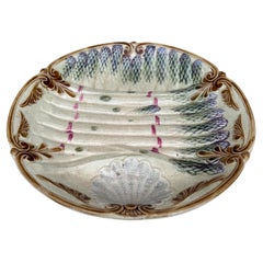 French Majolica Asparagus Plate Onnaing, circa 1890