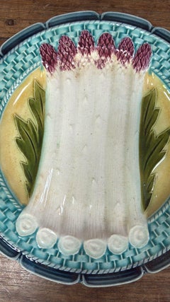 French Majolica Asparagus Plate Orchies, circa 1890