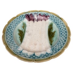 French Majolica Asparagus Plate Orchies, circa 1890