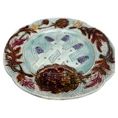French Majolica Asparagus Plate Orchies, circa 1890