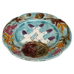 French Majolica Asparagus Plate Orchies, circa 1890