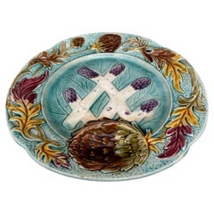 French Majolica Asparagus Plate Orchies, circa 1890