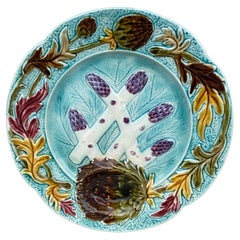 French Majolica Asparagus Plate Orchies, circa 1890