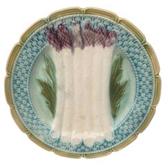 French Majolica Asparagus Plate Orchies, circa 1890