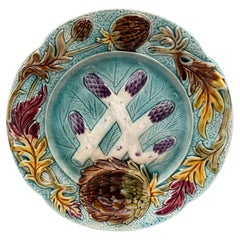 French Majolica Asparagus Plate Orchies, circa 1890