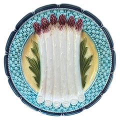 French Majolica Asparagus Plate Orchies, circa 1890