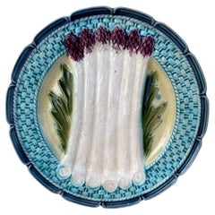 French Majolica Asparagus Plate Orchies, circa 1890