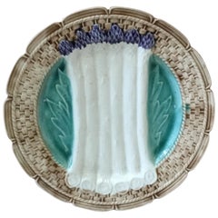 French Majolica Asparagus Plate Orchies, circa 1920